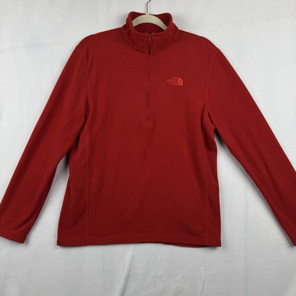 The North‎ Face 1/4 Zip Fleece Pullover Sweater Red Mens Medium M
